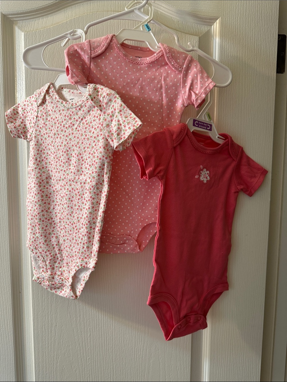 Carter's 3-Pack Pink Floral & Polka Dot Baby One-Piece Bodysuits